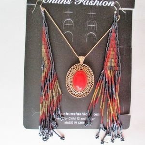 𝅺chuns Fashion Necklace & Earrings Set
